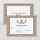 "Hunt is Over" Rustikaler Antler Barnwood Wedding  Einladung (Vorne/Hinten)
