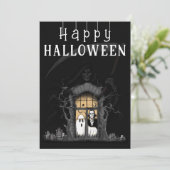 Hunted House Halloween Foto Feiertagskarte (Stehend Vorderseite)