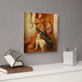 Hunter and Boy von Arthur Fitzwilliam Tait 1876 Quadratische Wanduhr