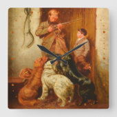 Hunter and Boy von Arthur Fitzwilliam Tait 1876 Quadratische Wanduhr (Vorderseite)