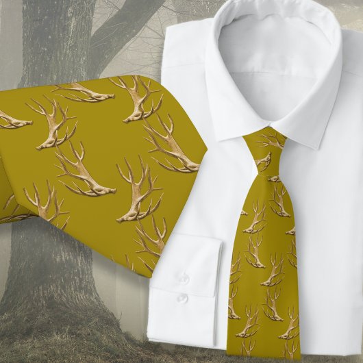 Hunter Antlers Pattern Dunkle Gold Krawatte