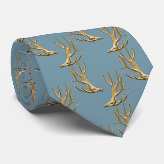 Hunter Antlers Pattern Kolonial Blue Krawatte (Gerollt)