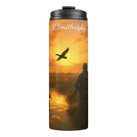 Hunter auf Sunset Marsh mit Enten Thermosbecher (Vorderseite)