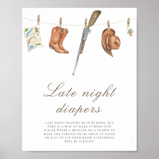 Hunter baby shower - Late night diapers game Poster (Vorne)