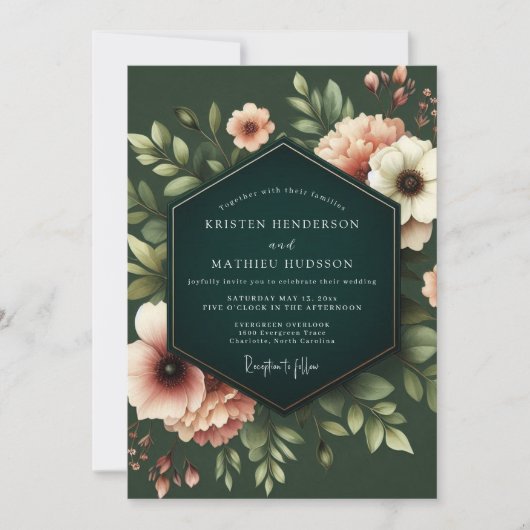 Hunter Blush Nocturne Wedding Einladung (Vorderseite)