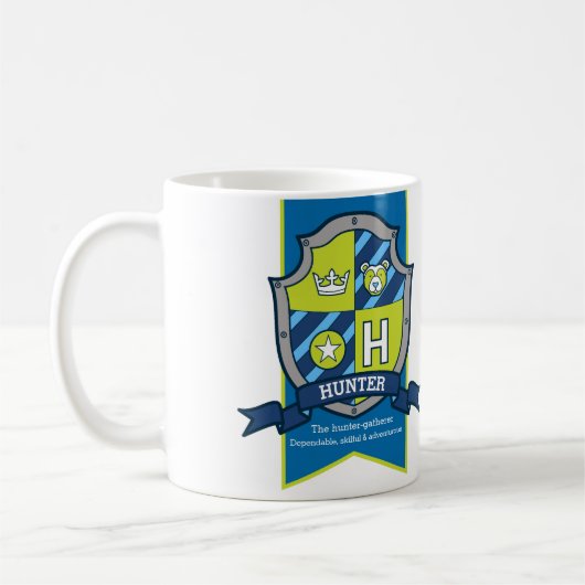 Hunter-Buchstabe H: heraldry green blue name Kaffeetasse (Links)