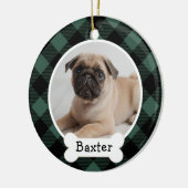 Hunter Buffalo Kariertes Puppy-Dog-Foto Keramik Ornament (Links)