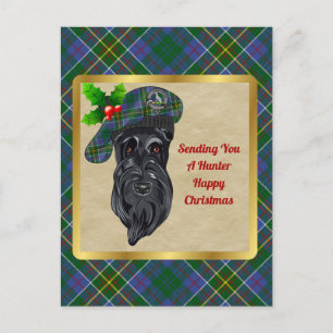 Hunter Clan Abzeichen & Tartan Weihnachts Postkart Postkarte