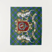 Hunter Clan Abzeichen & Unicorns w/Tartan Wandteppich (Vorderseite)