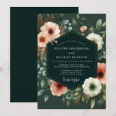 Hunter Coral Painterly Wedding Einladung (Vorne/Hinten)