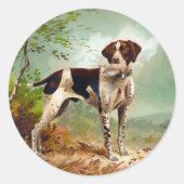 Hunter dog with bird in mouth runder aufkleber (Vorderseite)