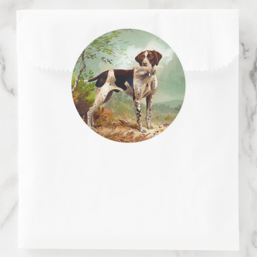 Hunter dog with bird in mouth runder aufkleber (Tasche)