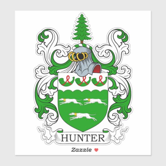 Hunter Familienwappen Aufkleber (Blatt)