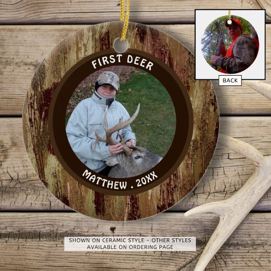 Hunter FIRST DEER Foto Brown Camouflage Keramik Ornament