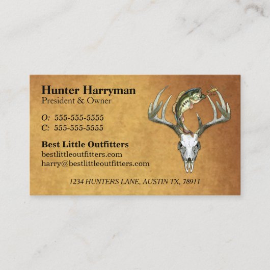 Hunter Fisherman Guide Outfitters Beruflich Visitenkarte (Vorderseite)