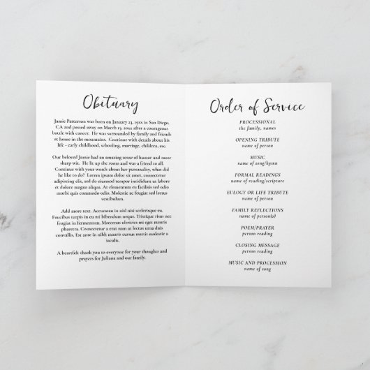 Hunter Fisherman Photo Celebration of Life Funeral Programm (Innenseite)