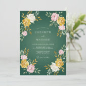 Hunter Gold Petal Hochzeit Einladung (Stehend Vorderseite)