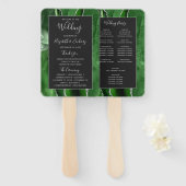 Hunter Green Agate Silver Dark Wedding Program Fächer (Vorne und Hinten)