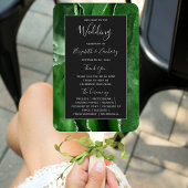 Hunter Green Agate Silver Dark Wedding Program Fächer