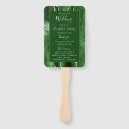 Hunter Green Agate Silver Glitzer Hochzeitsprogram Fächer