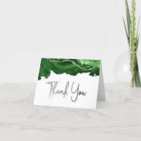 Hunter Green Agate Silver Script Danke Karte