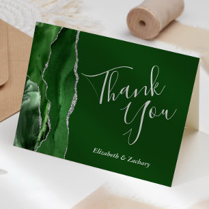 Hunter Green Agate Silver Wedding Vielen Dank Karte