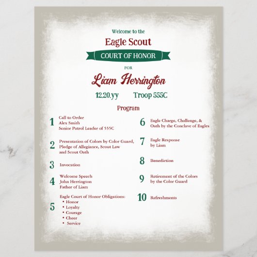 Hunter Green and Burgundy Eagle Program Flyer (Vorne)