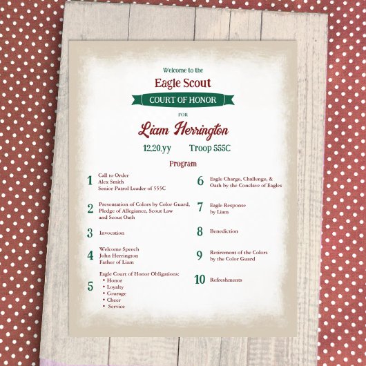 Hunter Green and Burgundy Scout Program Flyer