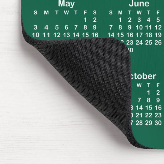 Hunter Green and White 2026 Calendar Mousepad (Ecke)
