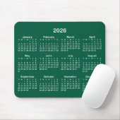 Hunter Green and White 2026 Calendar Mousepad (Mit Mouse)