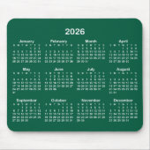 Hunter Green and White 2026 Calendar Mousepad (Vorne)