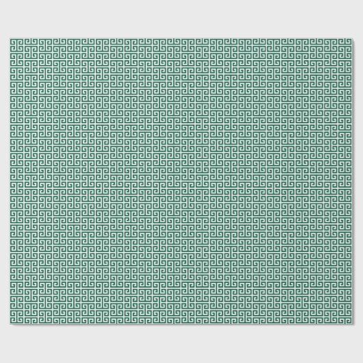 Hunter Green and White Greek Key Pattern Geschenkpapier (Flach)