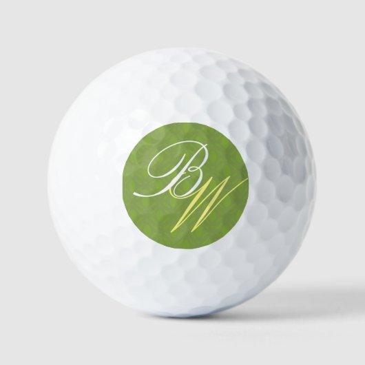 Hunter Green ⛳ ✨ Art Deco Initials Golfball (Vorderseite)