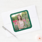 Hunter Green Border Foto Quadratischer Aufkleber (Umschlag)
