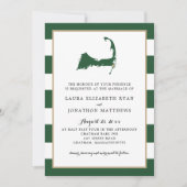 Hunter Green Chatham Cape Cod Map / Heart Wedding Einladung (Vorderseite)