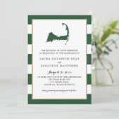 Hunter Green Chatham Cape Cod Map / Heart Wedding Einladung (Stehend Vorderseite)