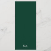 Hunter Green Classic Elegante Wedding Menükarte (Rückseite)