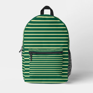 Hunter Green & Cream Strip Backpack Bedruckter Rucksack