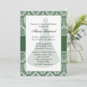Hunter Green Damask Brautparty Einladung (Stehend Vorderseite)
