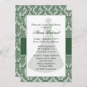 Hunter Green Damask Brautparty Einladung (Vorne/Hinten)
