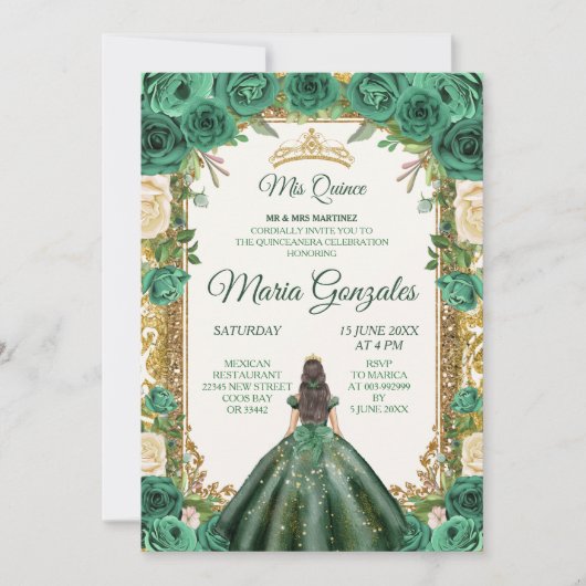 Hunter Green Dress 1 Charra Mis Ruhige Einladung (Vorderseite)