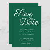 Hunter Green Elegant Calligraphy Save The Date (Vorne/Hinten)