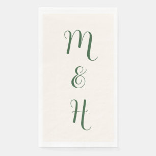 Hunter Green Elegant Wedding Initials Elfenbein Serviette