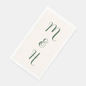 Hunter Green Elegant Wedding Initials | Elfenbein Serviette (Ecke)