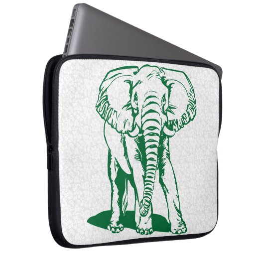 Hunter Green Elephant Line Zeichnend Notebook Laptopschutzhülle (Vorne Rechts)