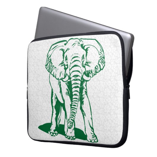 Hunter Green Elephant Line Zeichnend Notebook Laptopschutzhülle (Vorderseite Links)
