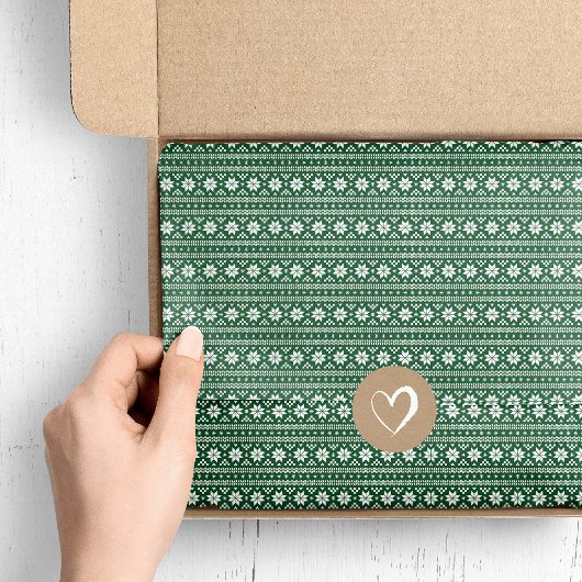 Hunter Green Fair Isle Christmas Sweater Muster Seidenpapier