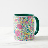Hunter Green Floral Arabisches Muster Tasse (VorderseiteRechts)