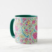 Hunter Green Floral Arabisches Muster Tasse (Vorderseite Links)