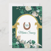 Hunter Green Floral Princess Quinceañera Einladung (Rückseite)